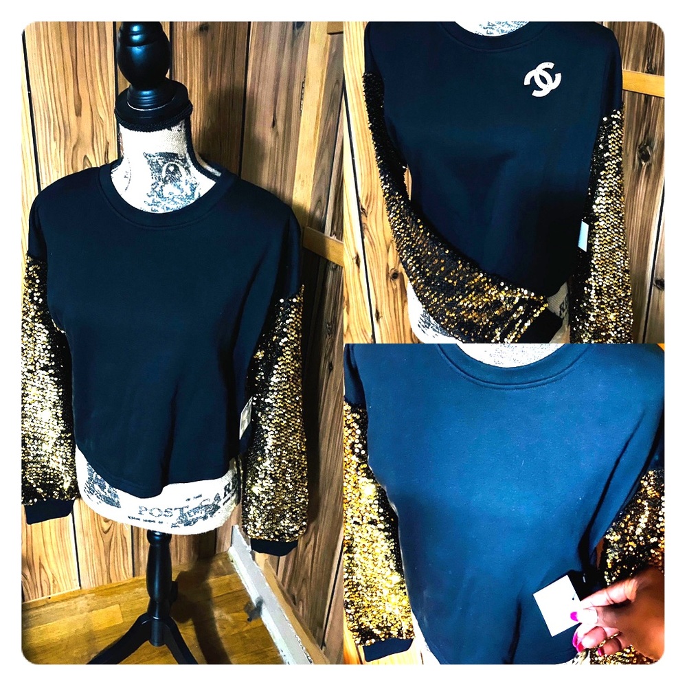 Floral dress and sequence sweatshirt